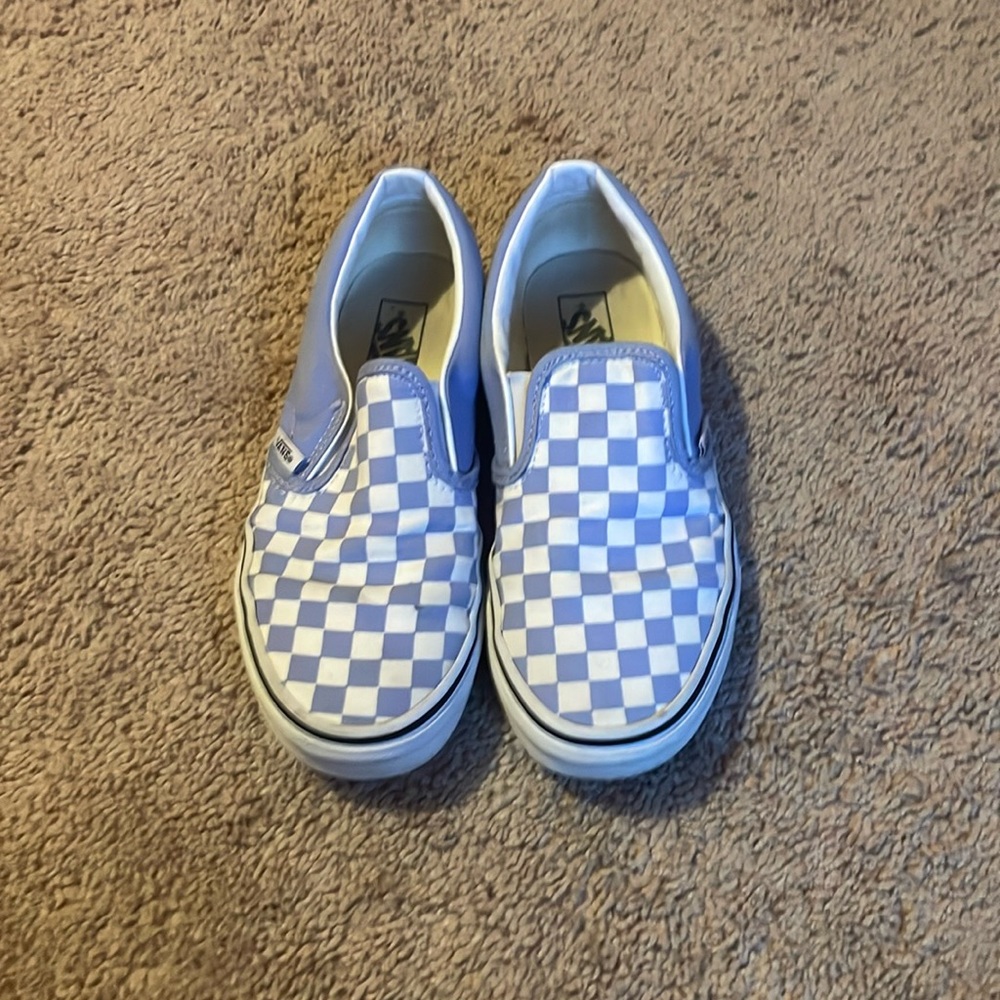 Purple checkered ankle vans